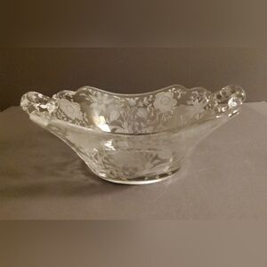 Cambridge Wildflower Etched Glass Serving "Bon Bon" Bowl